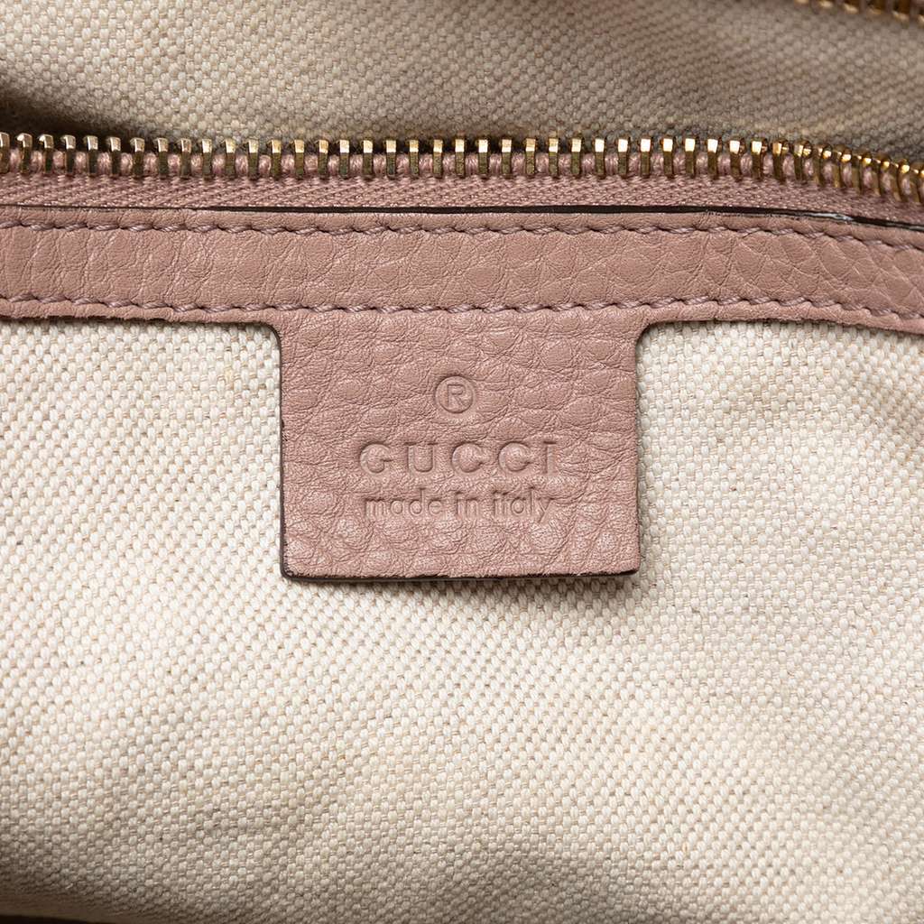 Gucci Medium Calfskin Bamboo Shopper Boston Bag Pink Leather Very good - Box View