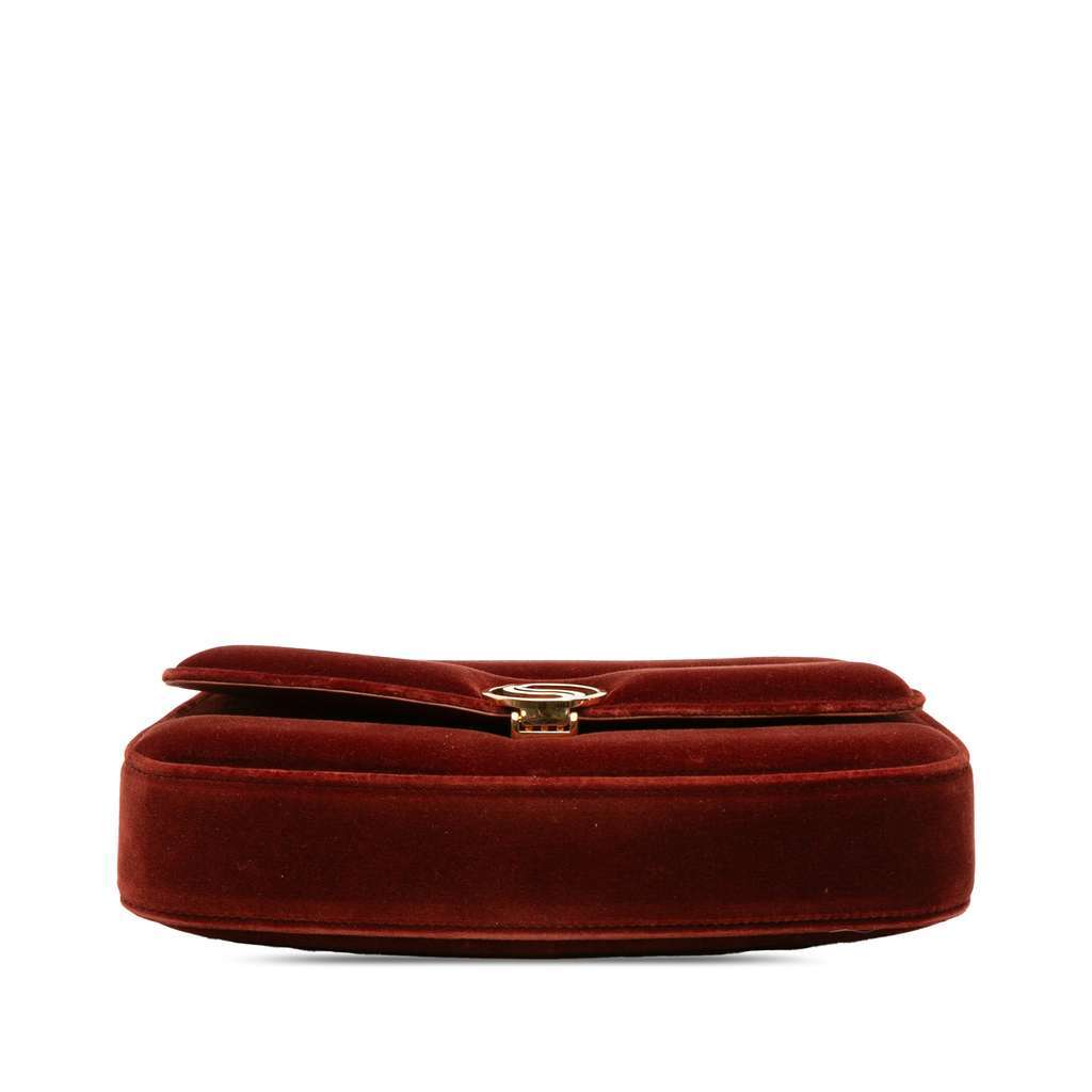 Stella McCartney Faux Velvet S Wave Padded Shoulder Bag Red Cotton Very good condition - Inside View
