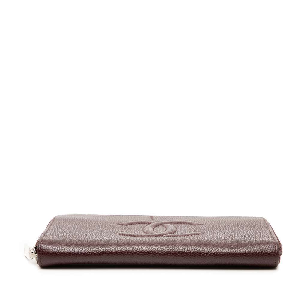 Chanel CC Caviar Zip Around Wallet Red Leather Very good - Inside View