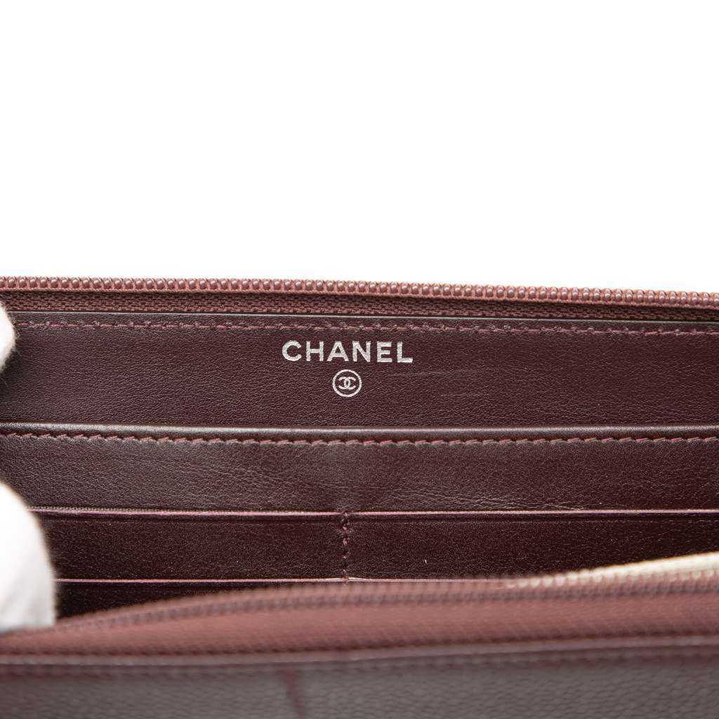 Chanel CC Caviar Zip Around Wallet Red Leather Very good - Box View