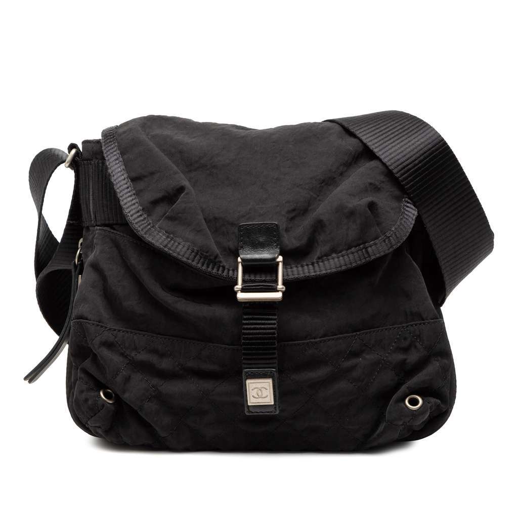 Chanel CC Nylon Sport Line Buckle Flap Crossbody Black Very good condition - Front View
