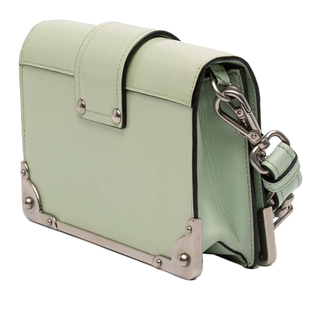 Prada Spazzolato Soft Calfskin Cahier Crossbody Green Leather Very good - Back View