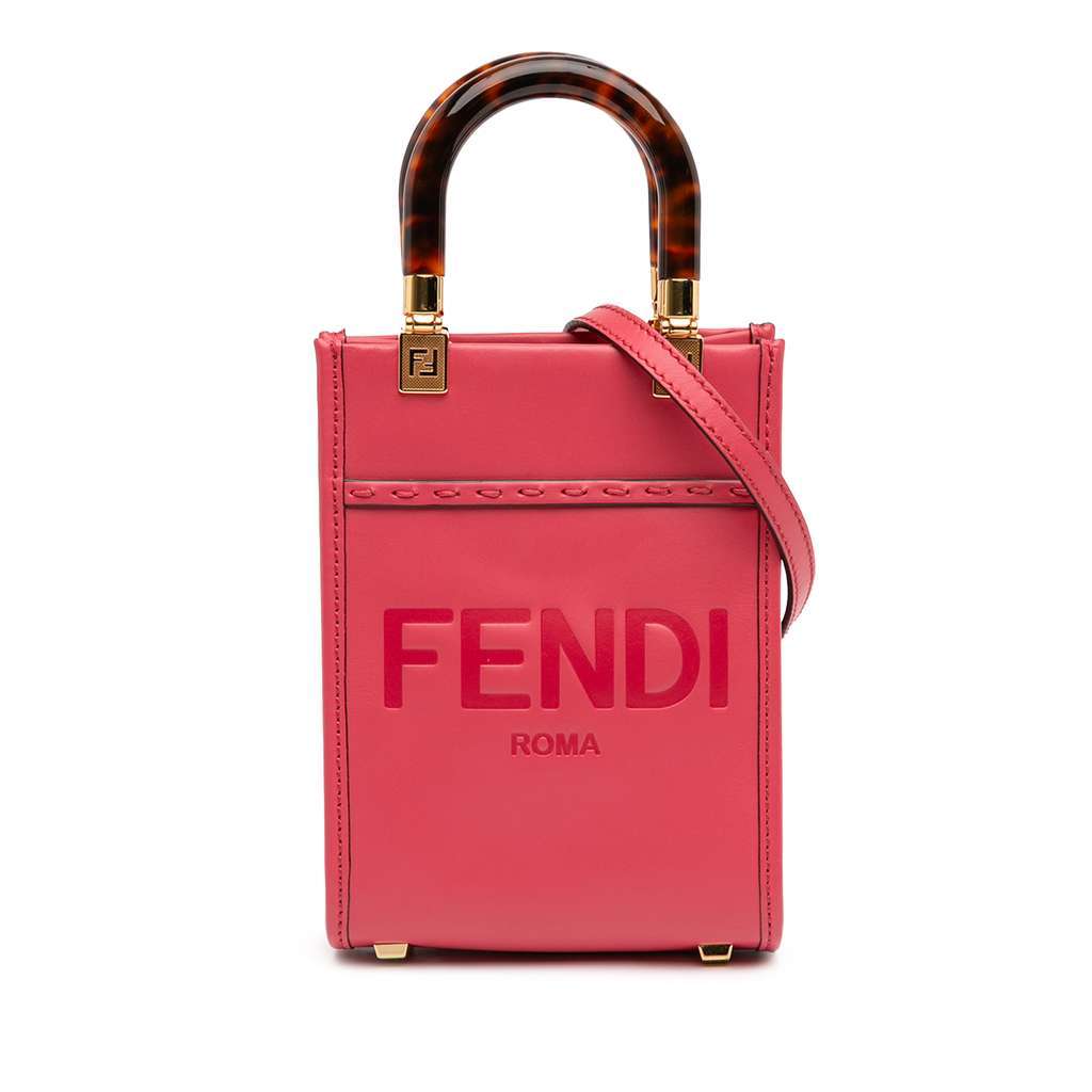 Fendi Mini Leather Sunshine Shopper Tote Pink Leather Very good - Front View