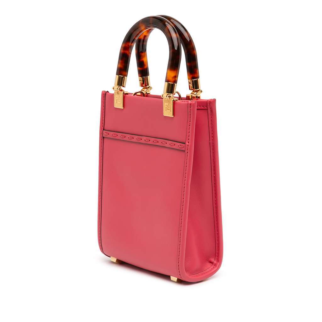 Fendi Mini Leather Sunshine Shopper Tote Pink Leather Very good - Back View