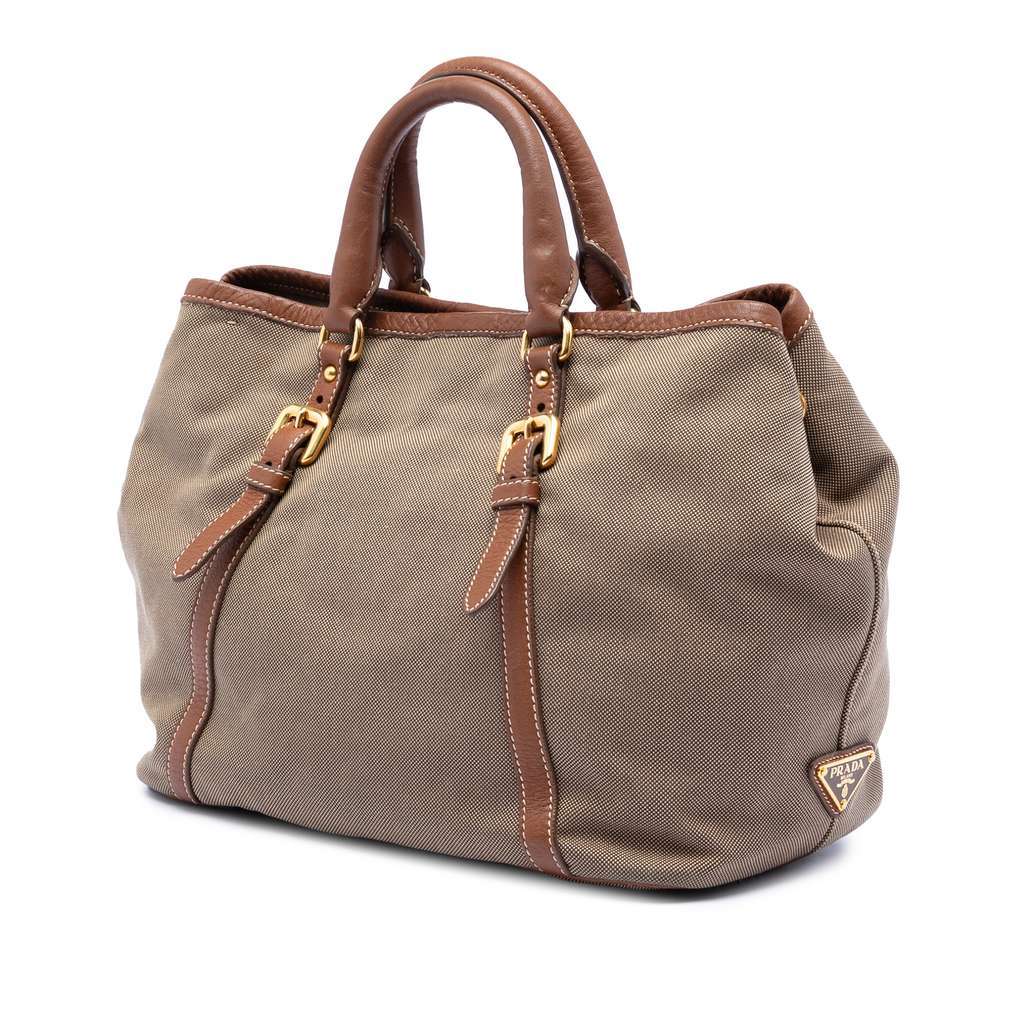 Prada Canvas Canapa Logo Bow Satchel Brown Canvas Very good condition - Back View