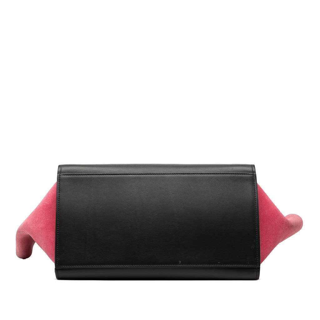 Celine Small Tricolor Calfskin and Suede Trapeze Satchel Black Leather Very good - Inside View