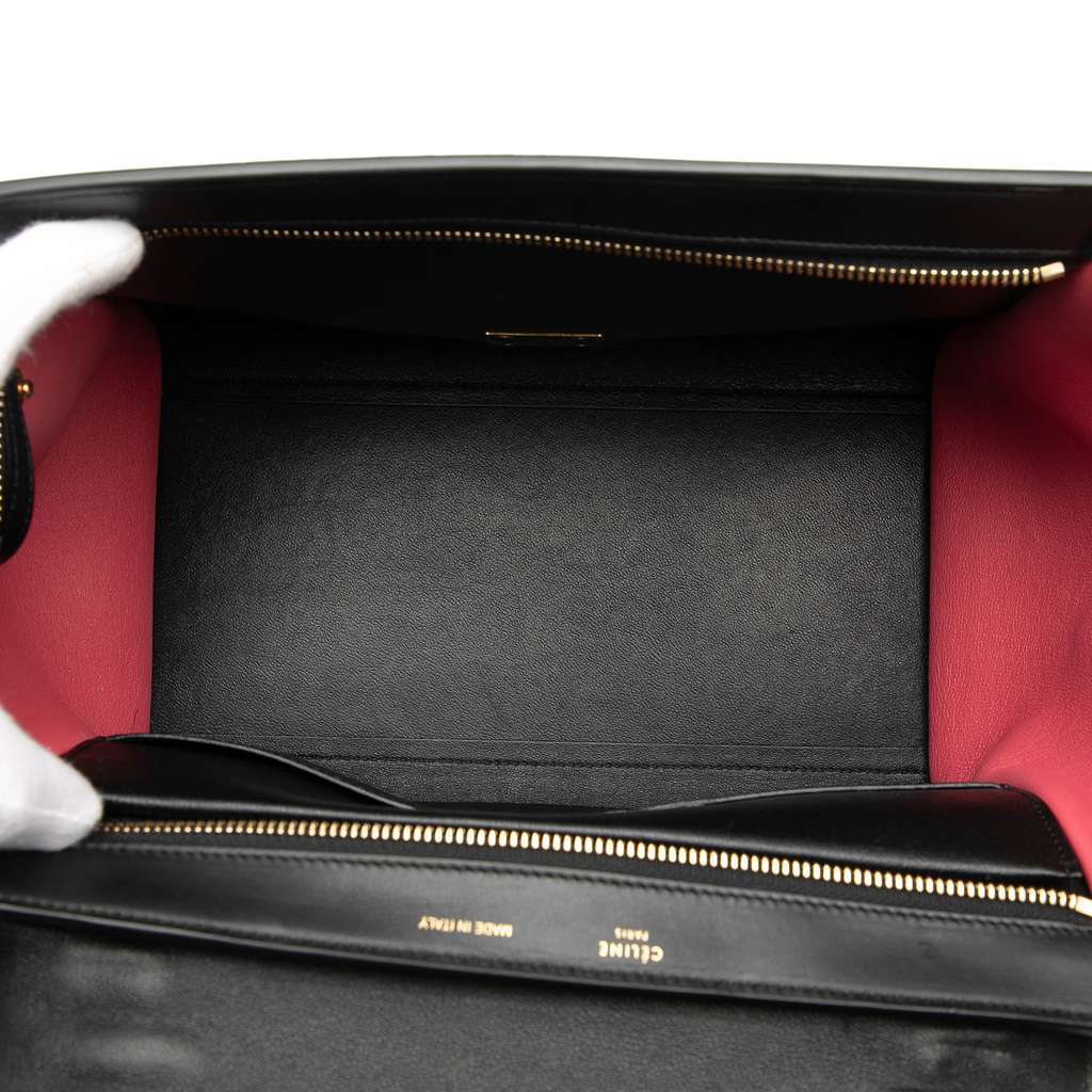 Celine Small Tricolor Calfskin and Suede Trapeze Satchel Black Leather Very good - Model View