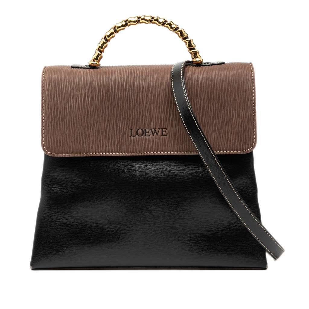 Loewe Leather Velazquez Twist Satchel Black Leather Very good condition - Front View