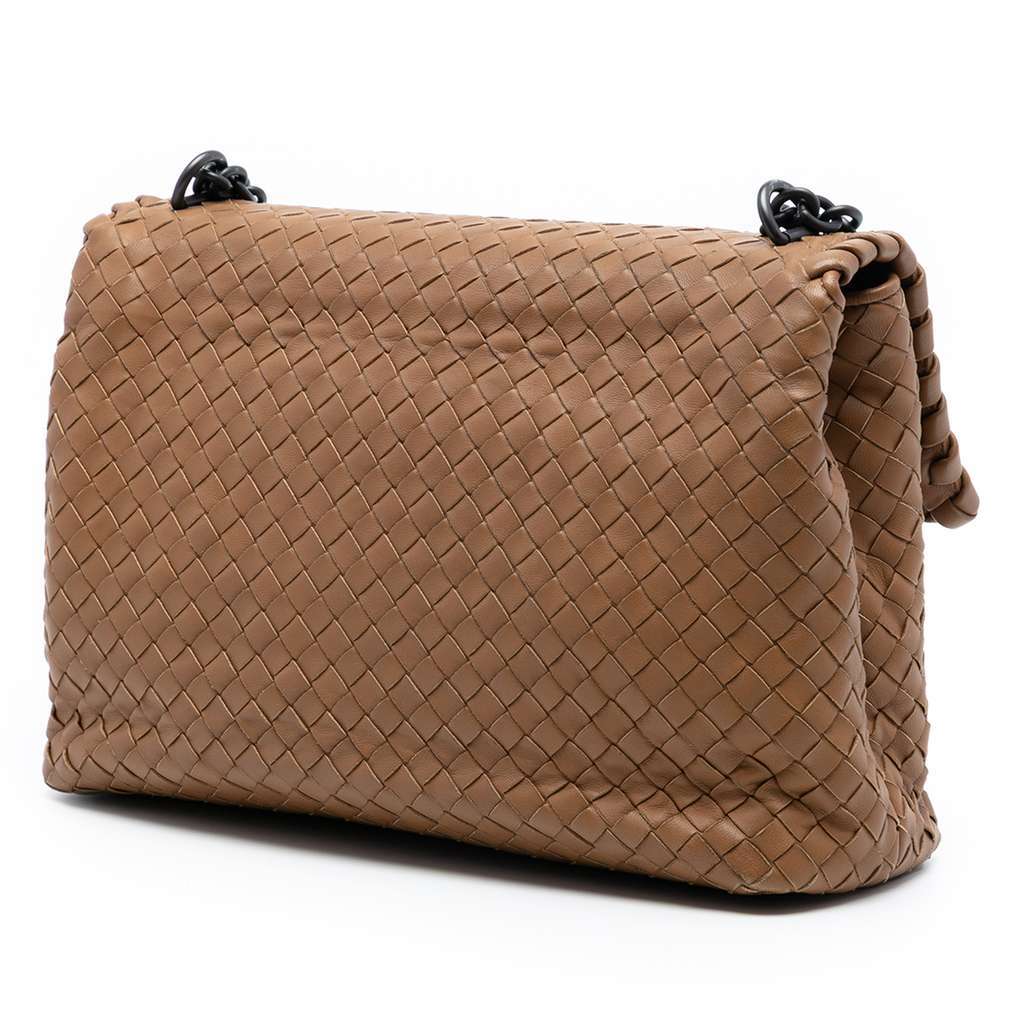 Bottega Veneta Medium Nappa Intrecciato Olimpia Shoulder Bag Brown Leather Very good condition - Back View