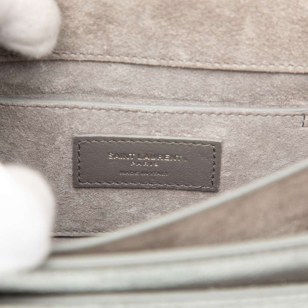 Saint Laurent Medium Metallic Calfskin Monogram Sunset Crossbody Silver Leather Good - Box View