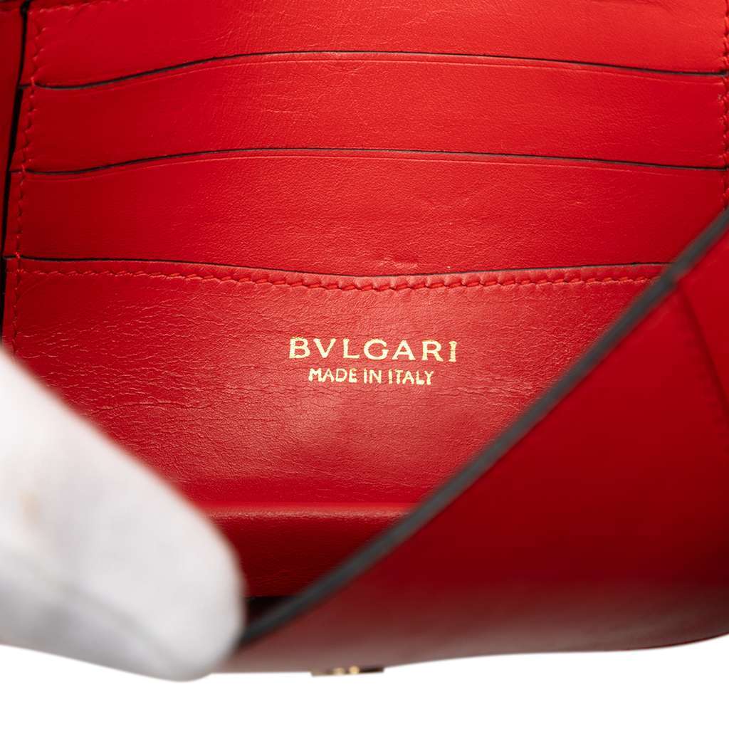 Bvlgari Mini Calfskin Serpenti Forever Clutch with Chain Red Leather Very good condition - Box View