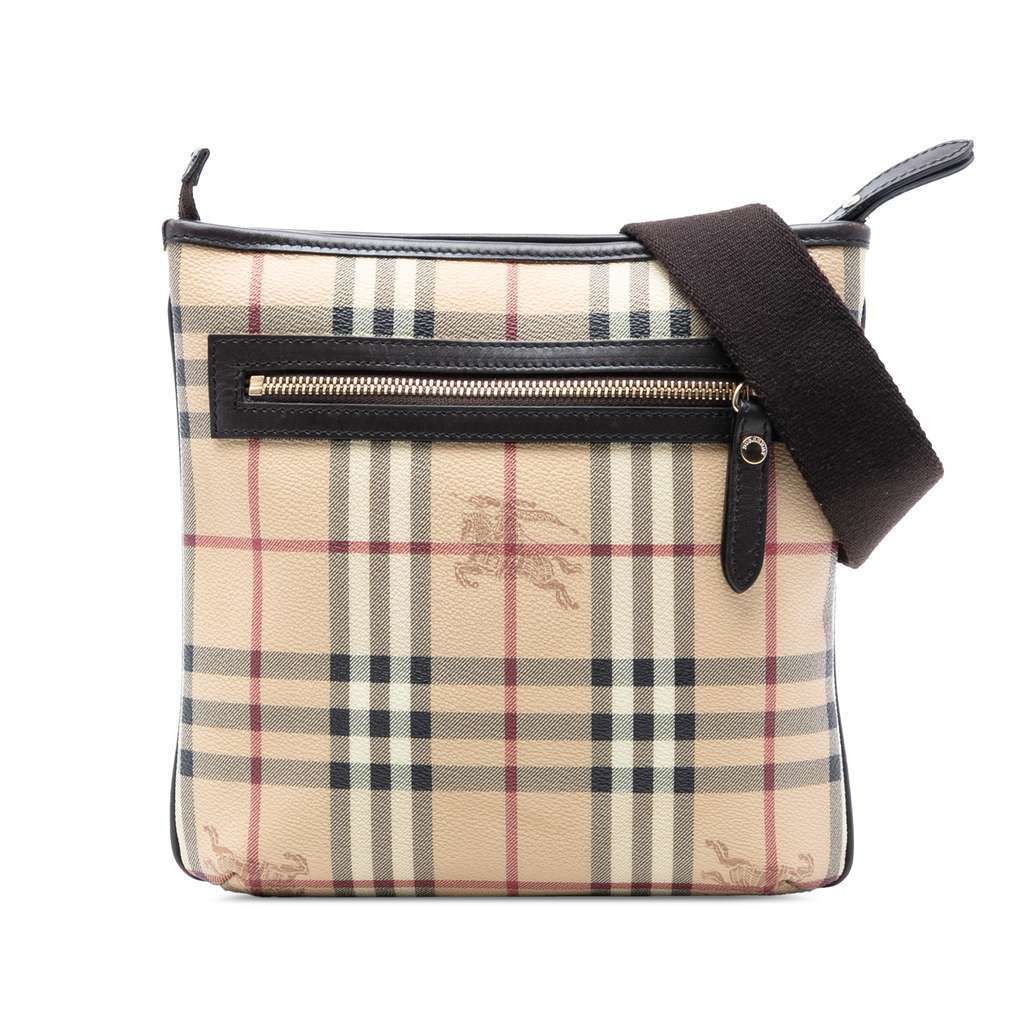 Burberry Haymarket Check Coated Canvas Crossbody Brown Canvas Very good condition - Front View