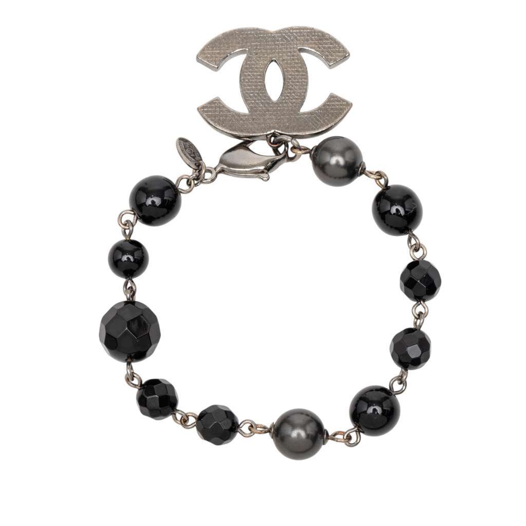 Chanel Silver Plated CC Faux Pearl Bracelet Silver Metal Very good - Inside View