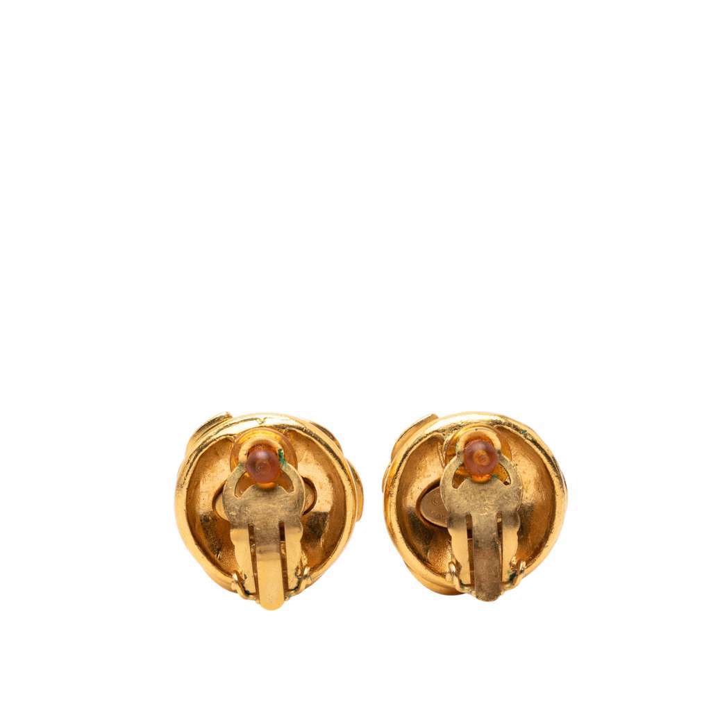 Chanel Triple CC Gold Plated Clip On Closure Gold Metal Very good - Back View