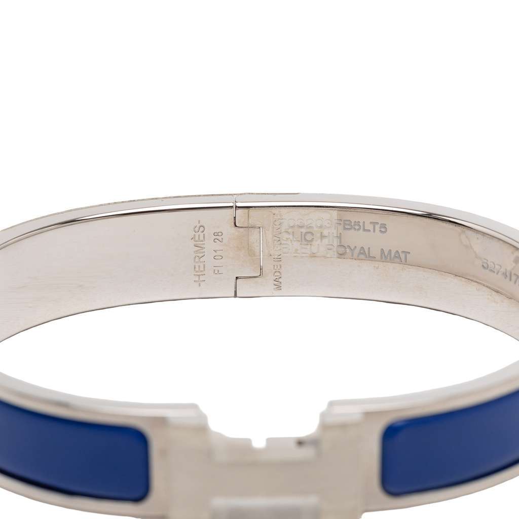 Hermès Narrow Enamel Clic H Bracelet PM Blue Very good condition - Box View