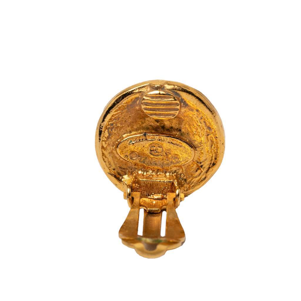 Chanel Gold Plated 31 Rue Cambon Round Clip On Earrings Gold Metal Very good - Inside View