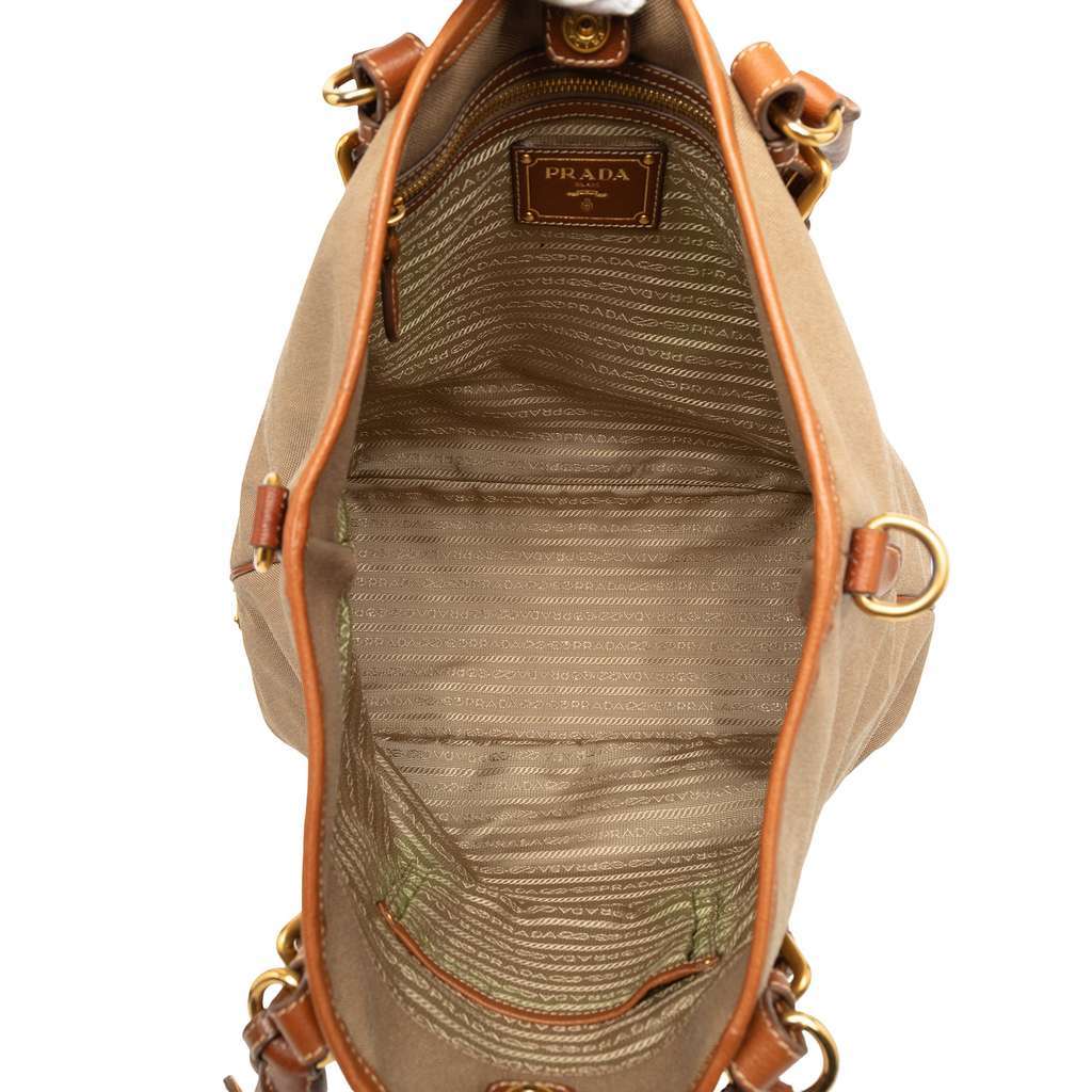 Prada Canvas Canapa Logo Convertible Tote Brown Canvas Very good - Model View