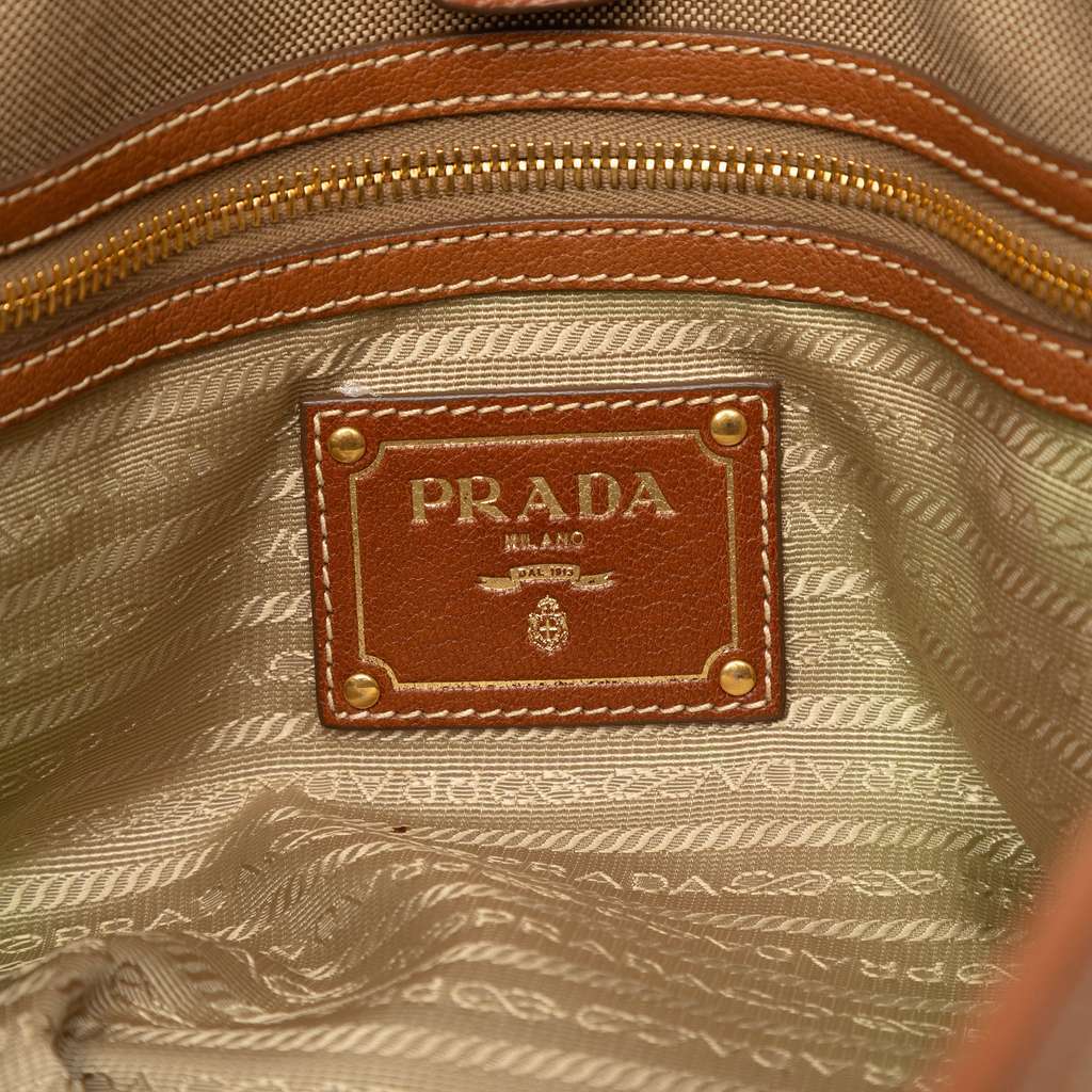 Prada Canvas Canapa Logo Convertible Tote Brown Canvas Very good - Box View