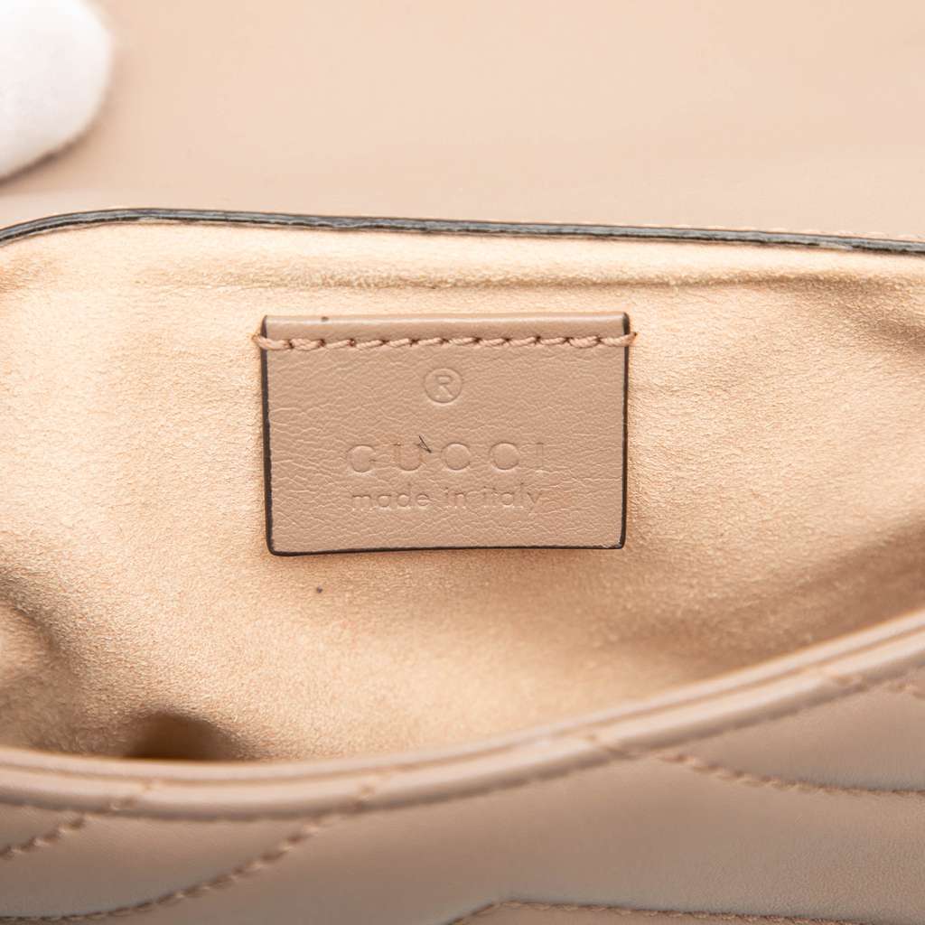 Gucci Mini GG Marmont Matelasse Leather Flap Crossbody Brown Leather Very good condition - Box View