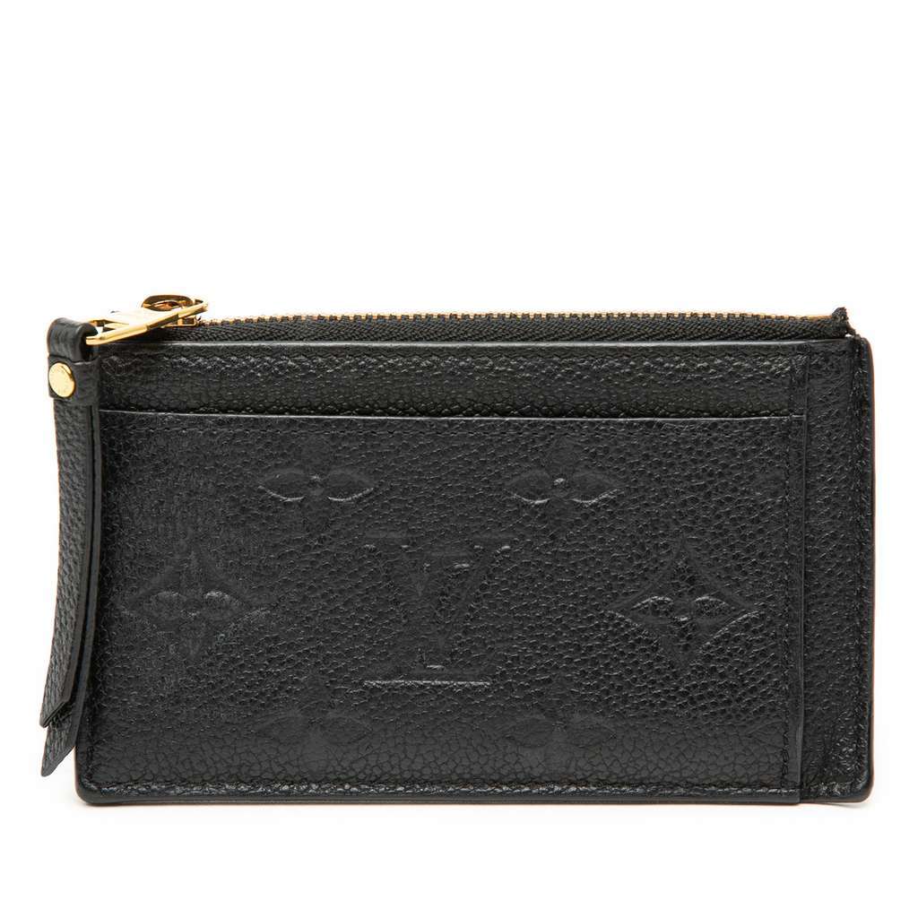 Louis Vuitton Monogram Empreinte Zipped Card Holder Black Leather Very good condition - Front View