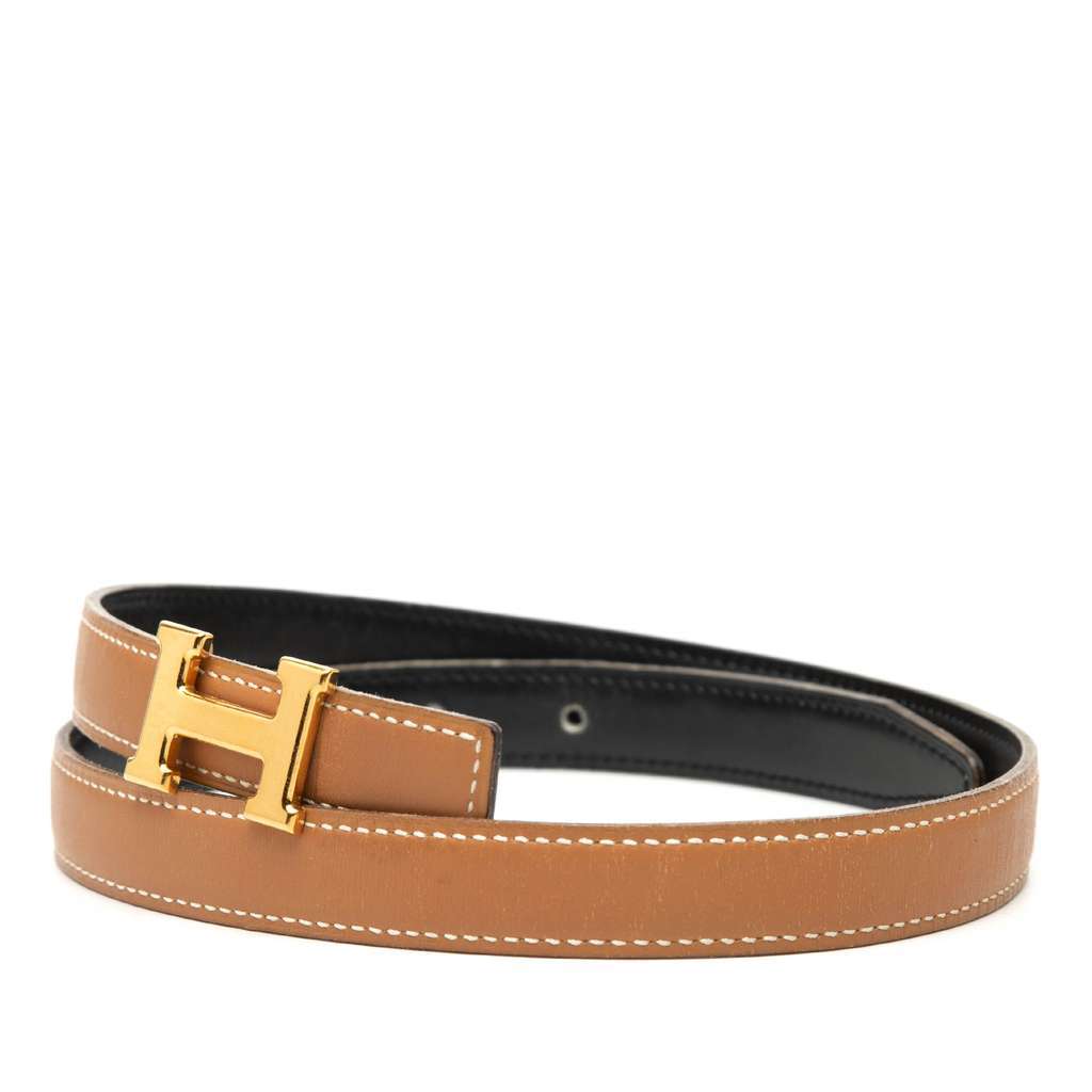 Hermès Gulliver and Box Calf Constance H Reversible Belt Brown Leather Very good condition - Back View