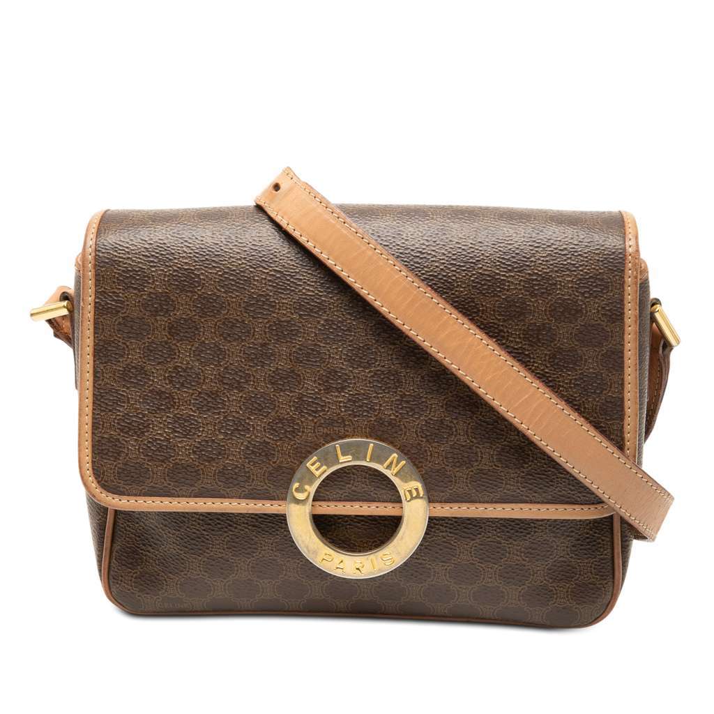Celine Macadam Coated Canvas Crossbody Brown Canvas Very good - Front View