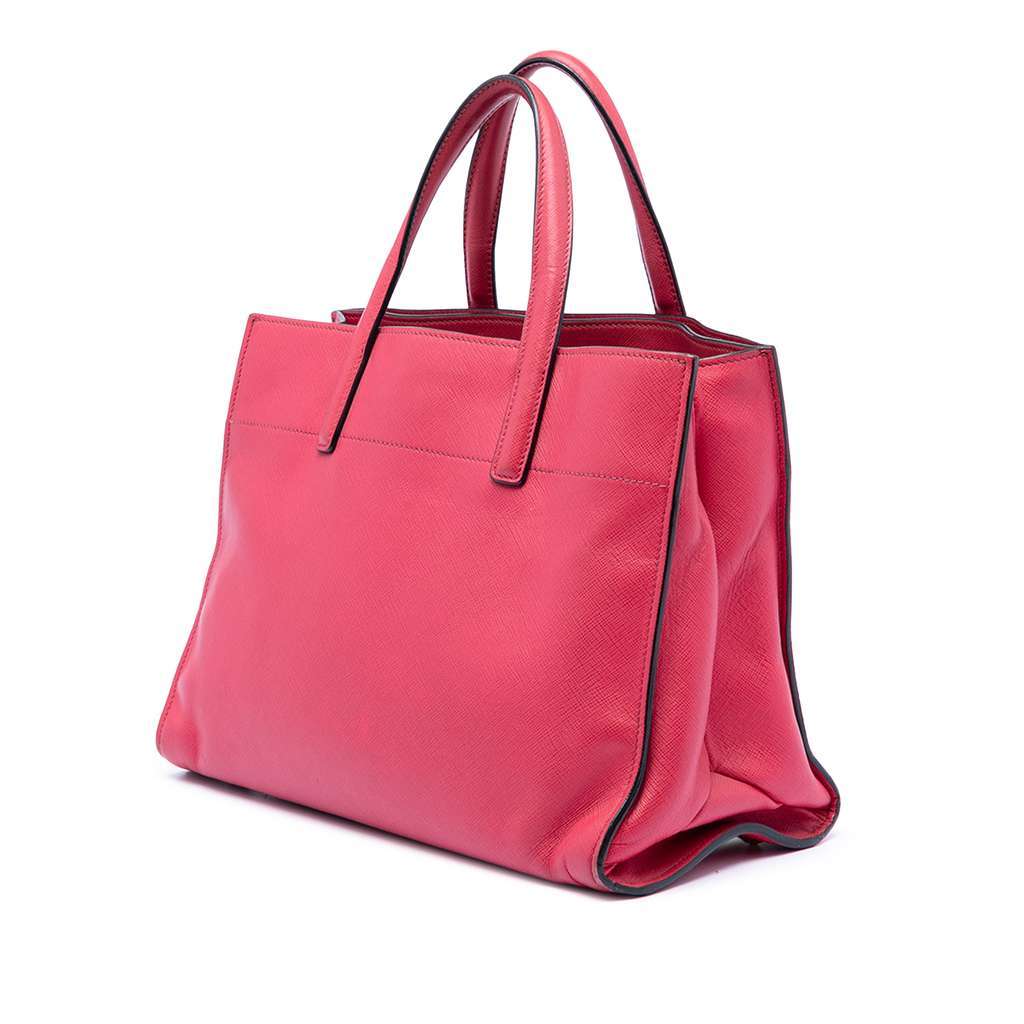 Prada Saffiano Soft Triple Pocket Tote Pink Leather Very good - Back View