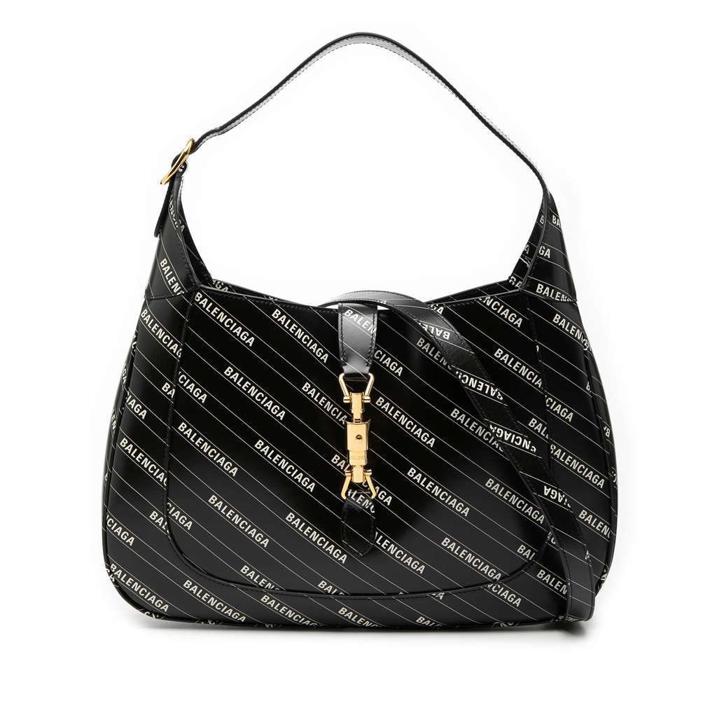Gucci Balenciaga The Hacker Project Medium Calfskin Jackie 1961 Crossbody Black Leather Very good - Front View