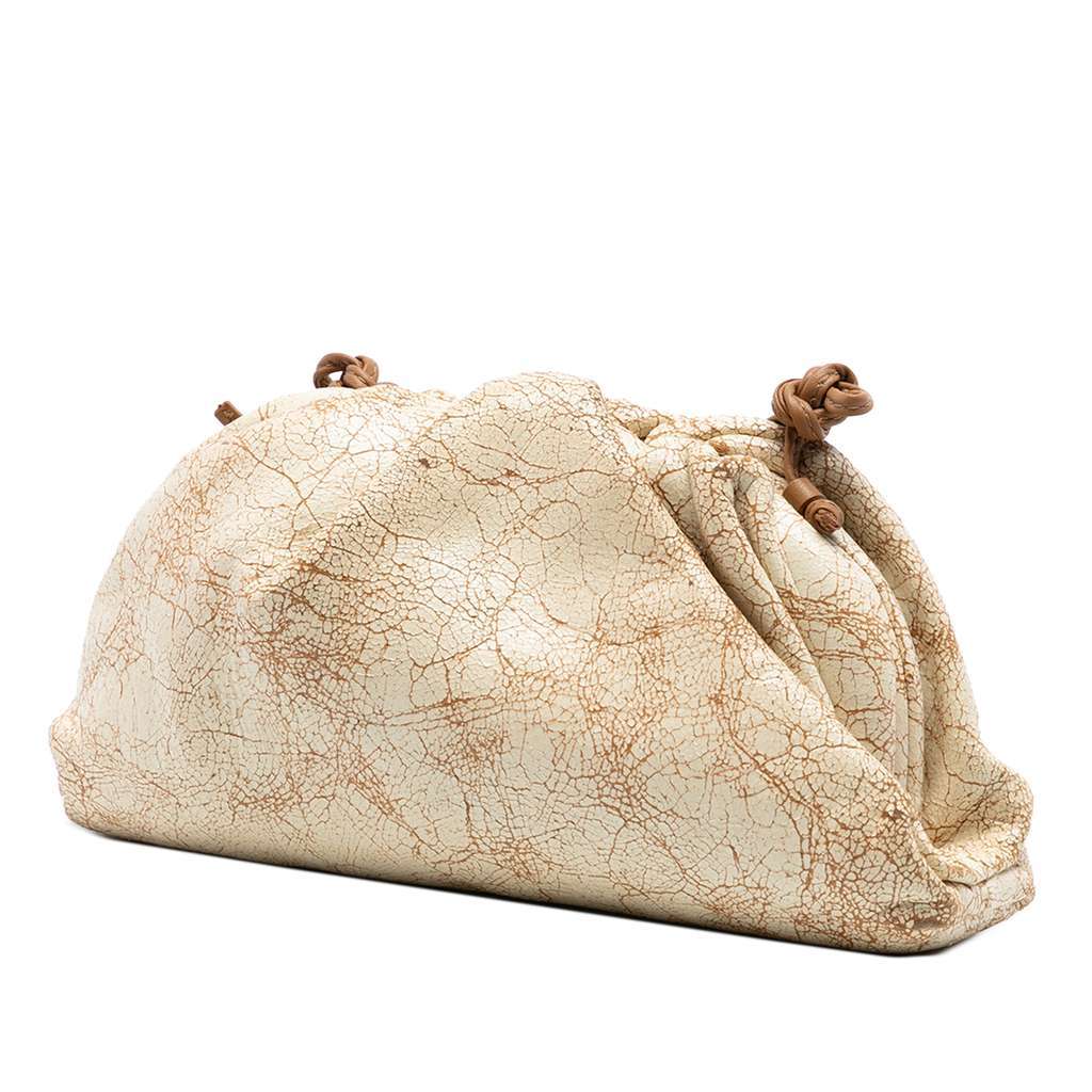 Bottega Veneta Crackled Calfskin The Mini Pouch Crossbody Brown Leather Very good - Back View