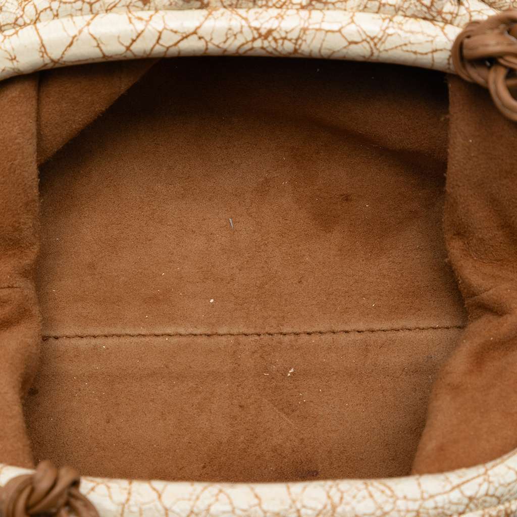 Bottega Veneta Crackled Calfskin The Mini Pouch Crossbody Brown Leather Very good - Model View