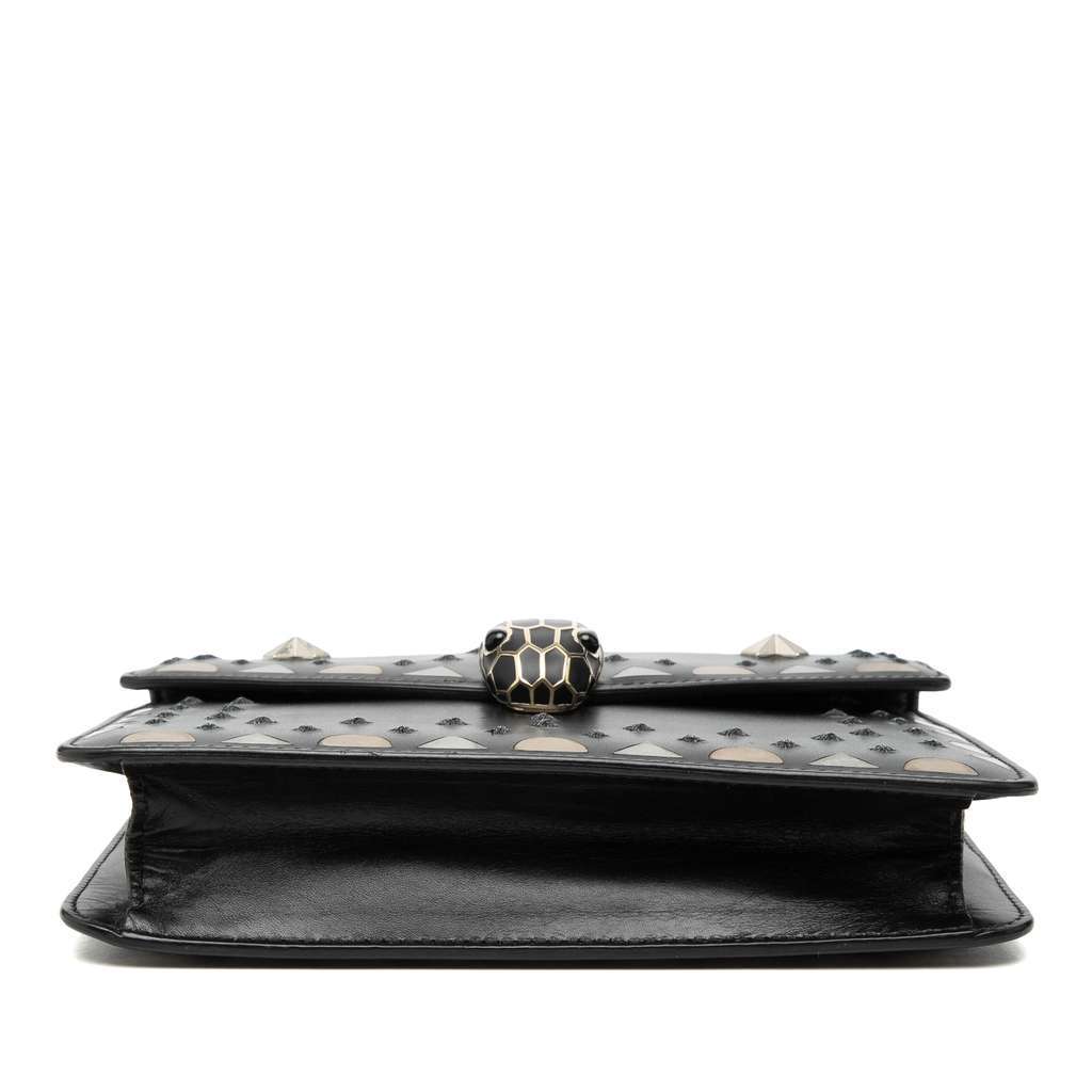 Bvlgari Small Studded Leather Laser Cut Square Serpenti Forever Chain Crossbody Black Leather Very good - Inside View