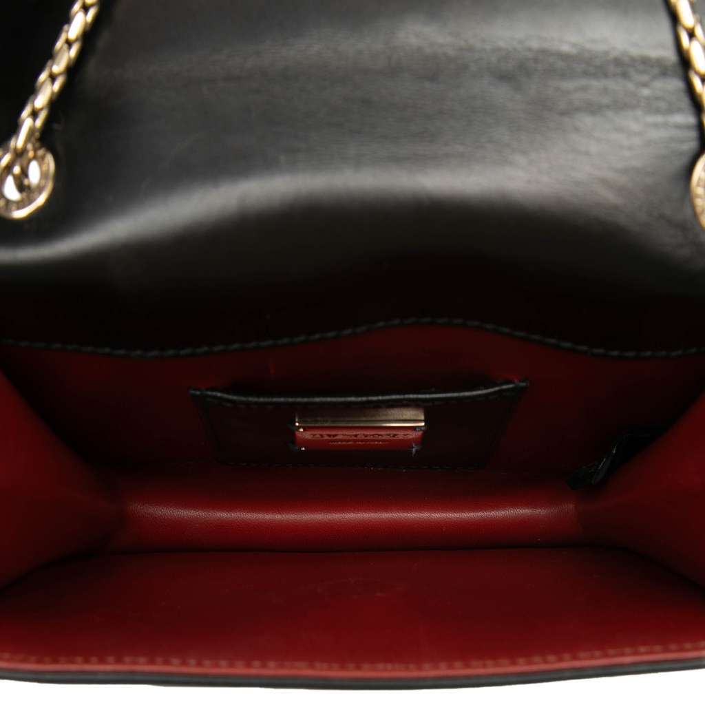 Bvlgari Small Studded Leather Laser Cut Square Serpenti Forever Chain Crossbody Black Leather Very good - Model View