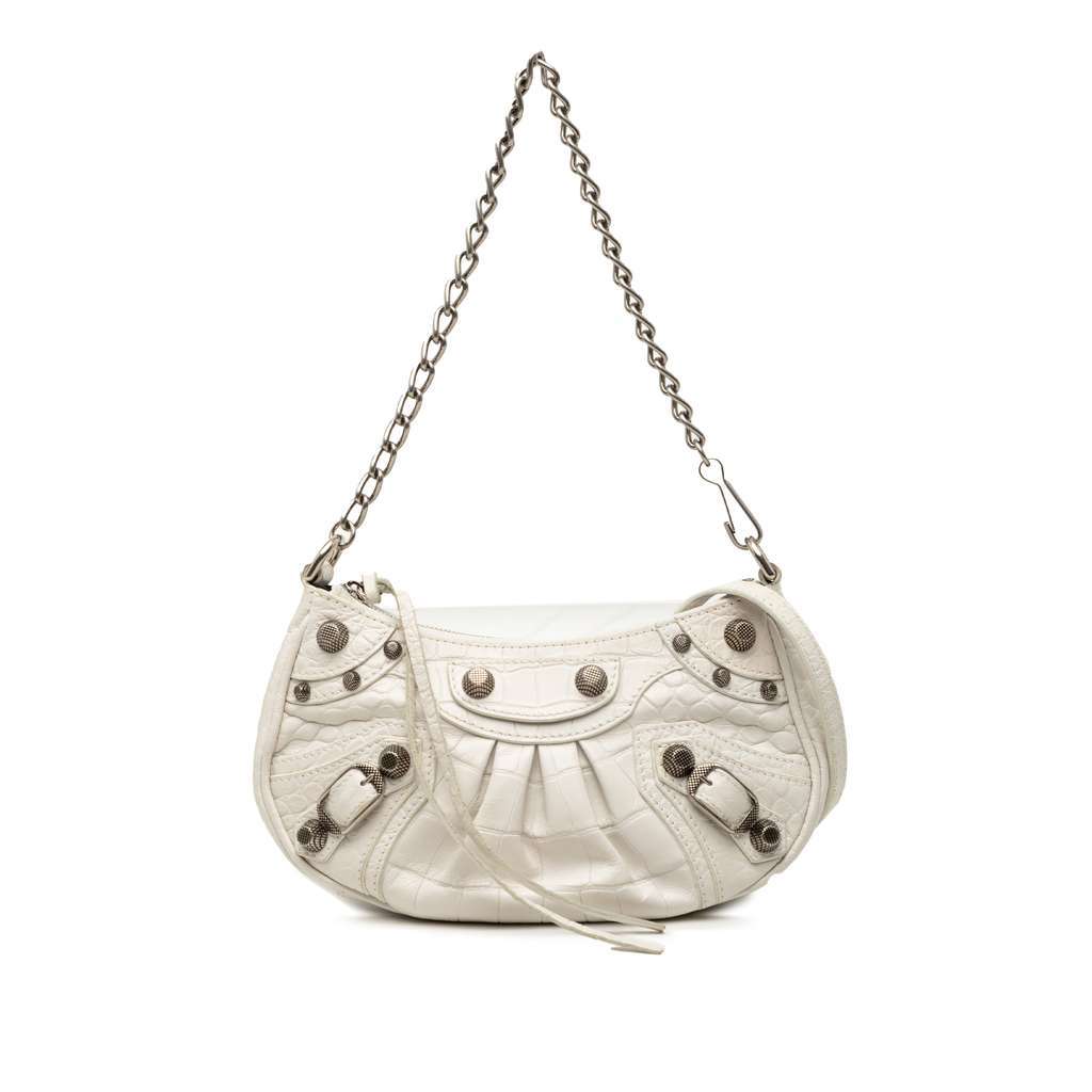 Balenciaga Mini Embossed Leather Motocross Le Cagole White Leather Very good - Front View