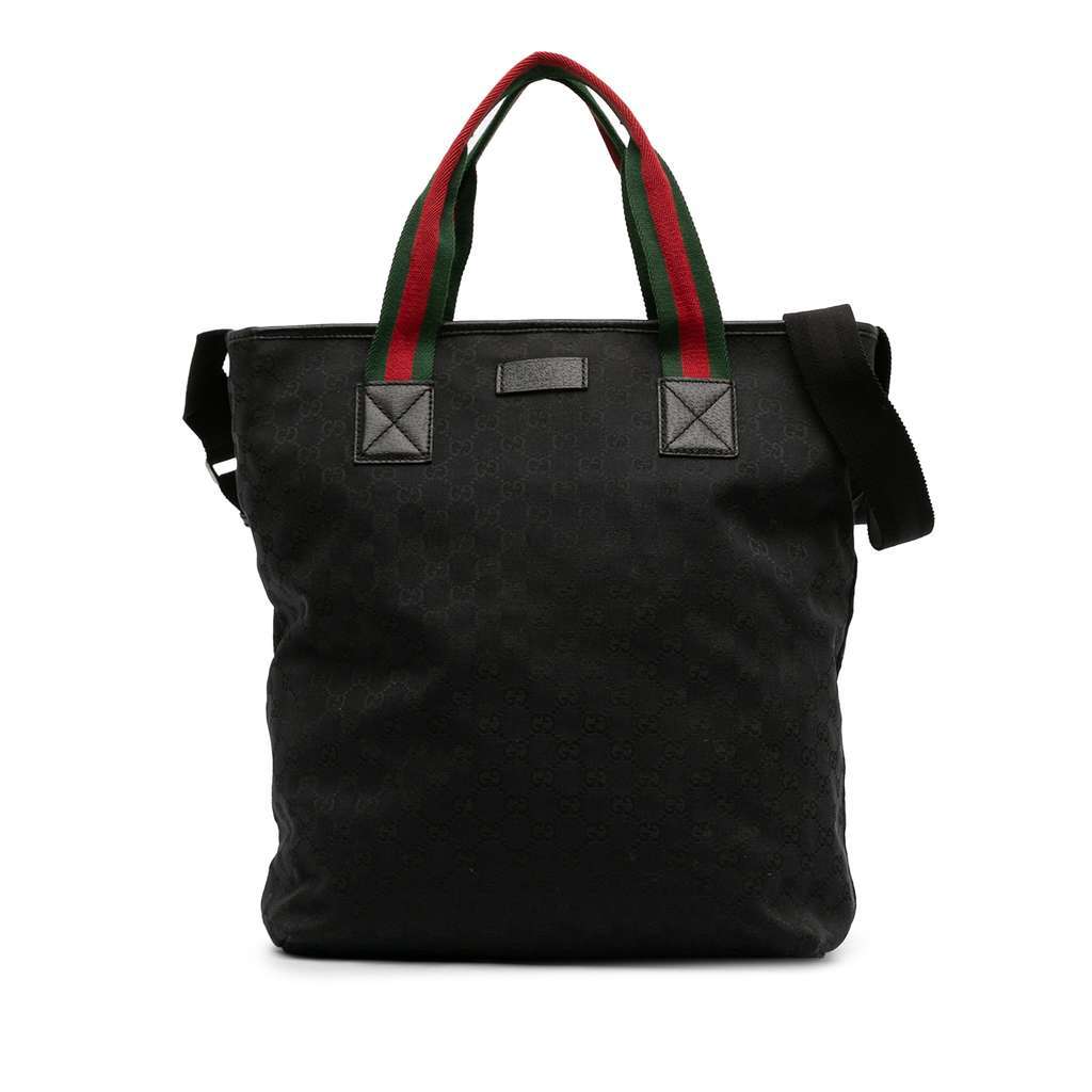 Gucci GG Canvas Web Satchel Black Canvas Very good - Front View