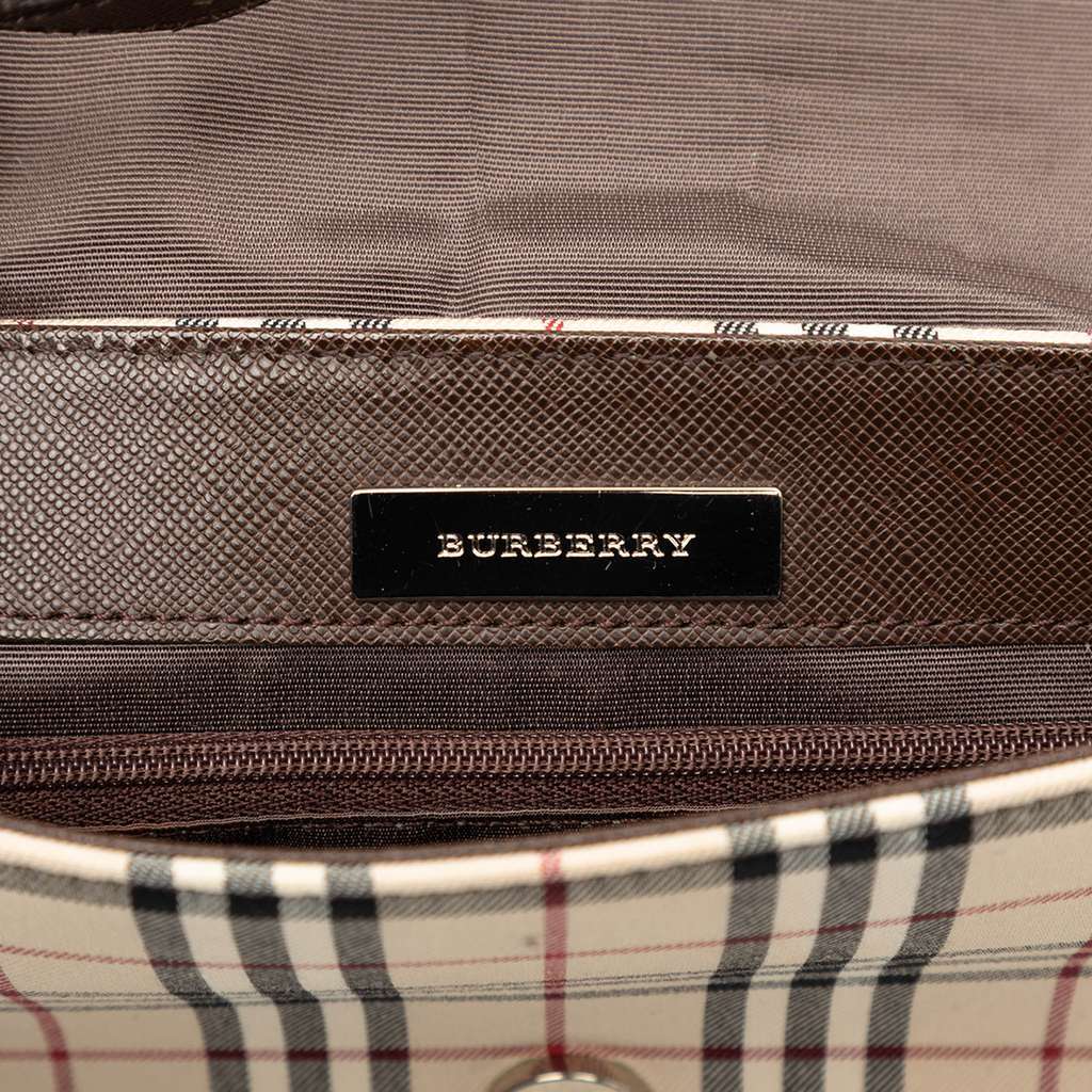 Burberry House Check Canvas Flap Crossbody Brown Canvas Very good - Box View