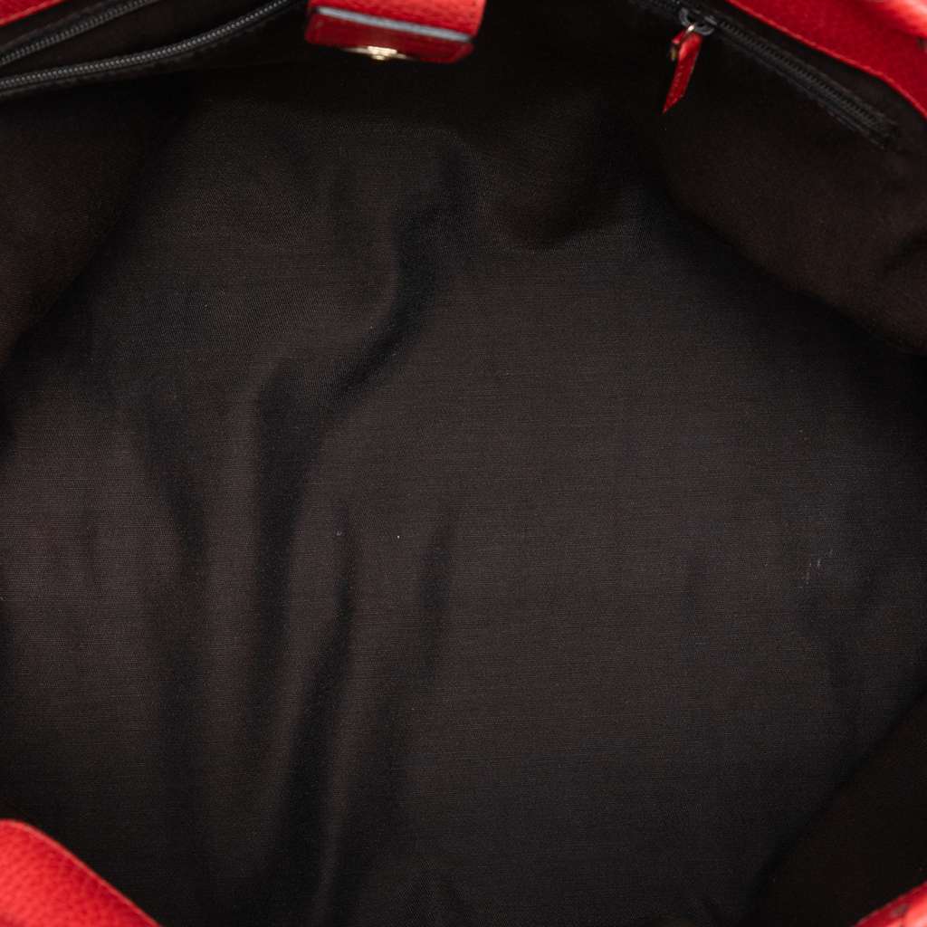 Gucci Leather Bamboo Tassel Tote Red Leather Very good - Model View