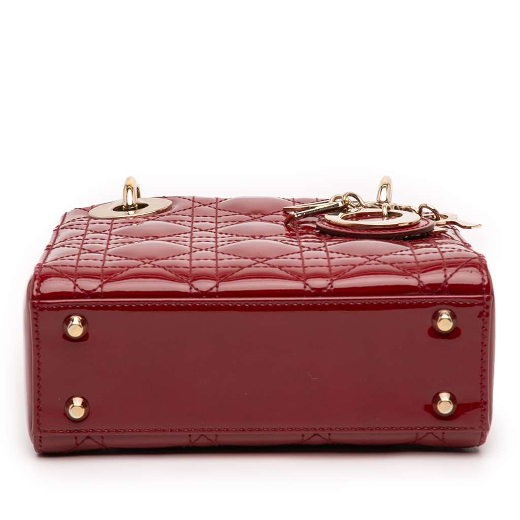 Dior Mini Patent Cannage Lady Dior Red Leather Very good condition - Inside View
