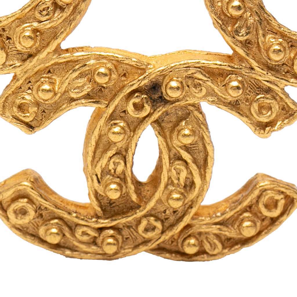Chanel Gold Plated Triple CC Brooch Gold Metal Very good - Inside View