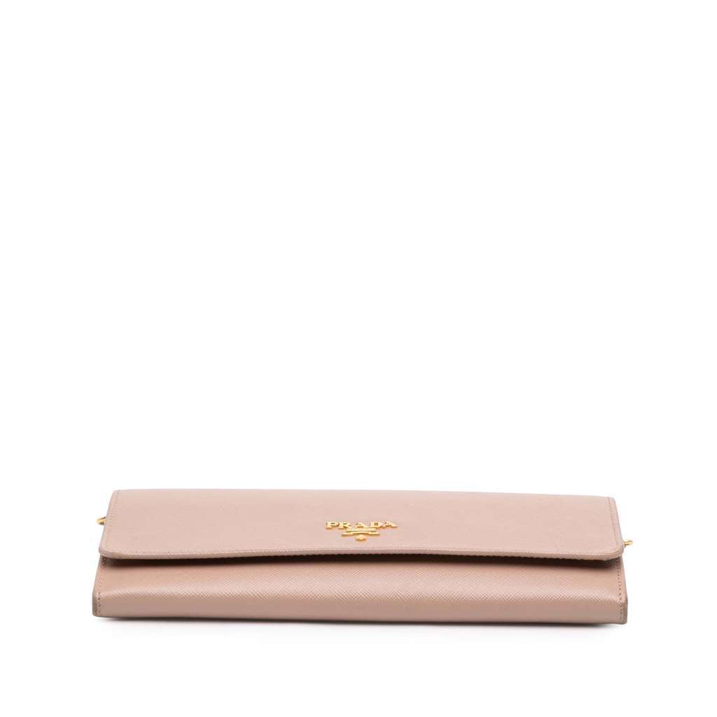 Prada Saffiano Wallet on Chain Brown Leather Good condition - Inside View