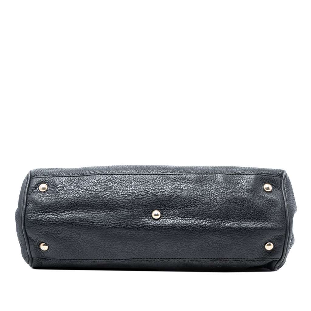 Gucci Medium Calfskin Bamboo Shopper Satchel Black Leather Very good - Inside View