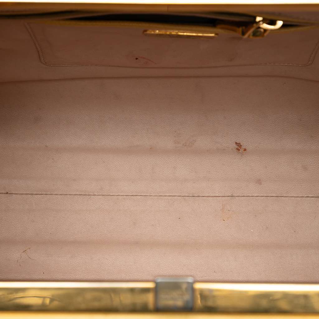Prada Saffiano Lux Pyramid Frame Satchel Yellow Leather Good condition - Model View
