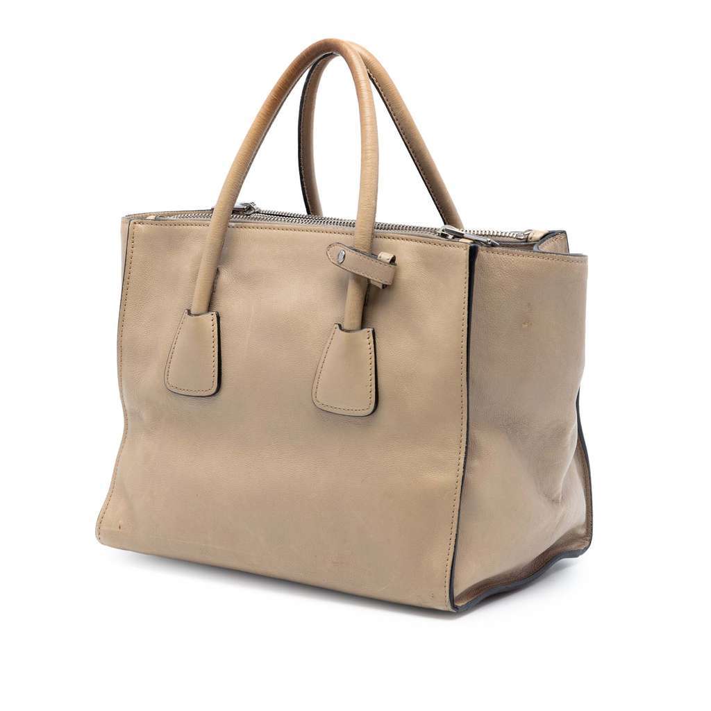 Prada Glace Calf Twin Pocket Double Handle Satchel Brown Leather Very good - Back View