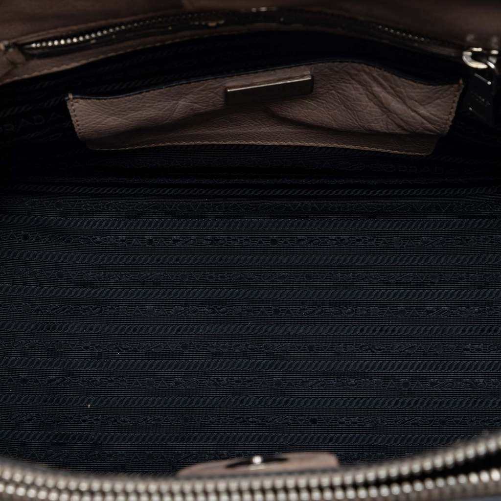 Prada Glace Calf Twin Pocket Double Handle Satchel Brown Leather Very good - Model View