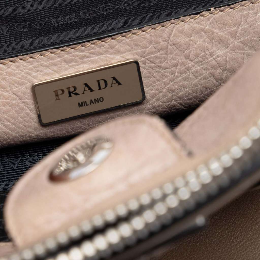 Prada Glace Calf Twin Pocket Double Handle Satchel Brown Leather Very good - Box View
