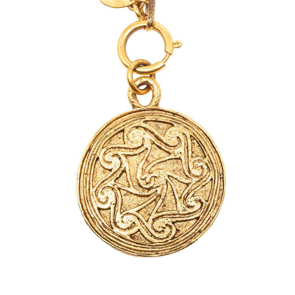 Chanel CC Gold Plated Medallion Pendant Necklace Gold Metal Very good - Back View