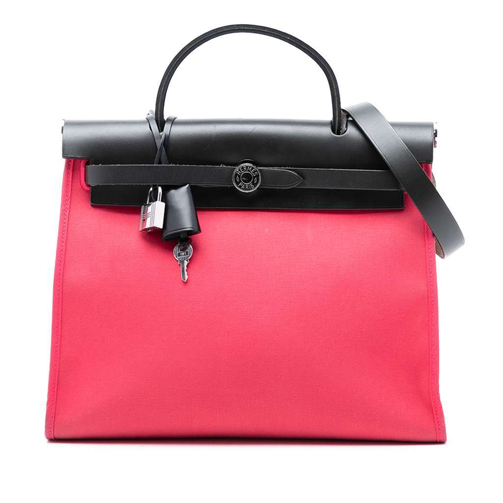 Hermès Toile Herbag Zip 31 Pink Canvas Very good - Front View
