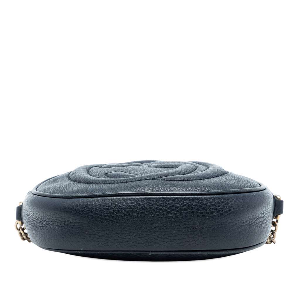 Gucci Mini Pebbled Calfskin Soho Chain Crossbody Blue Leather Very good condition - Inside View