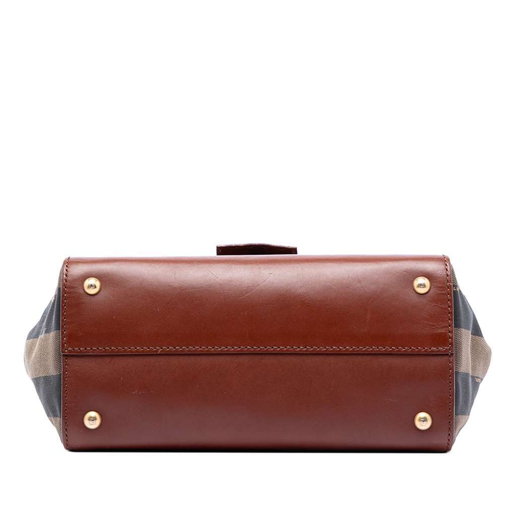Fendi Leather and Pequin Canvas Silvana Satchel Brown Leather Very good condition - Inside View