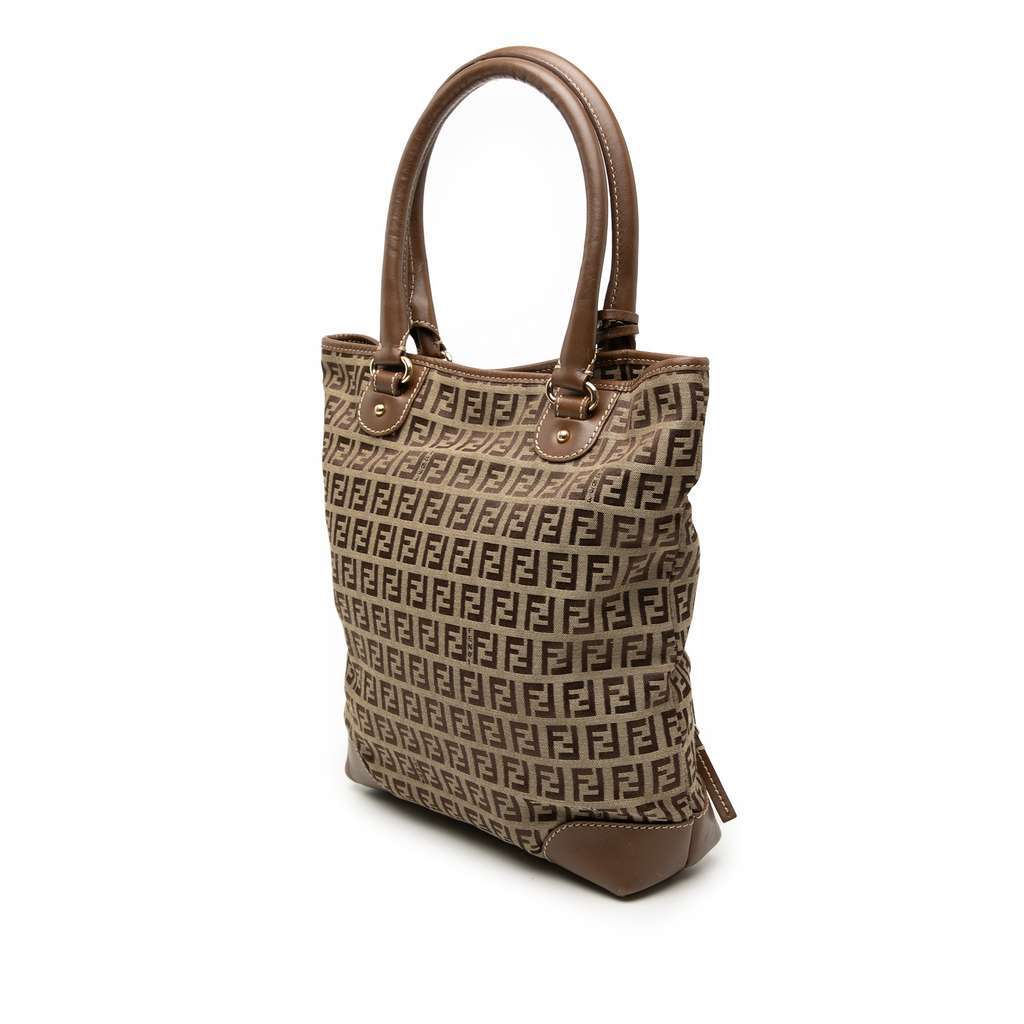 Fendi Zucchino Canvas Chef Front Pocket Shopping Tote Brown Canvas Very good - Back View