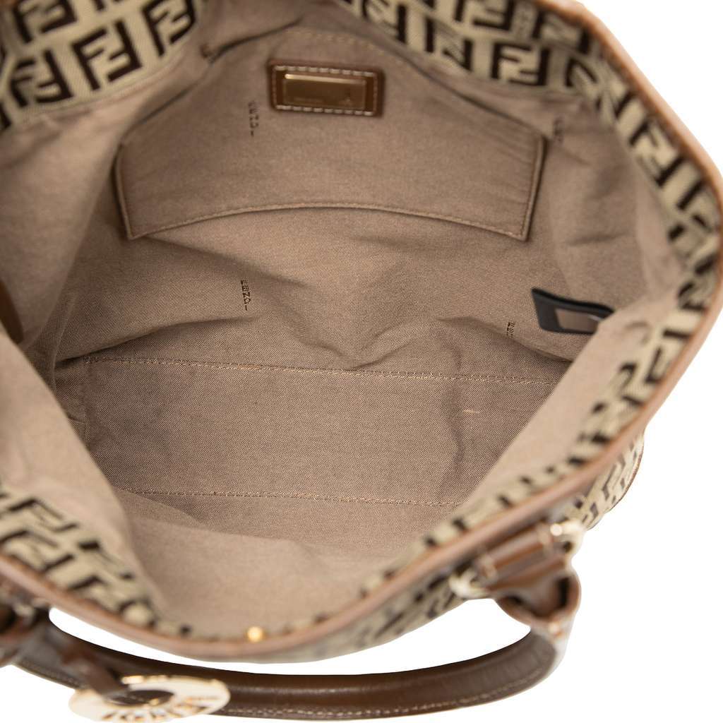 Fendi Zucchino Canvas Chef Front Pocket Shopping Tote Brown Canvas Very good - Model View